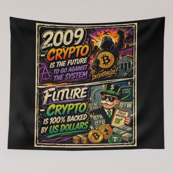Item preview, Crypto Satire Then vs Now designed and sold by Junior-Design.