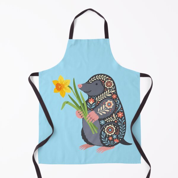 Item preview, Standing Floral Folk Art Mole Holding a Daffodil – Scandinavian Folk Art by heidiannemorris © designed and sold by FOLK ART FUSION by heidiannemorris.