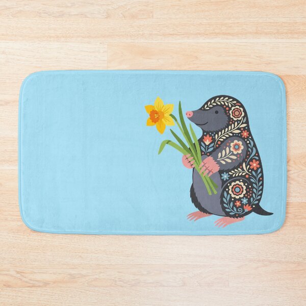 Item preview, Standing Floral Folk Art Mole Holding a Daffodil – Scandinavian Folk Art by heidiannemorris © designed and sold by FOLK ART FUSION by heidiannemorris.
