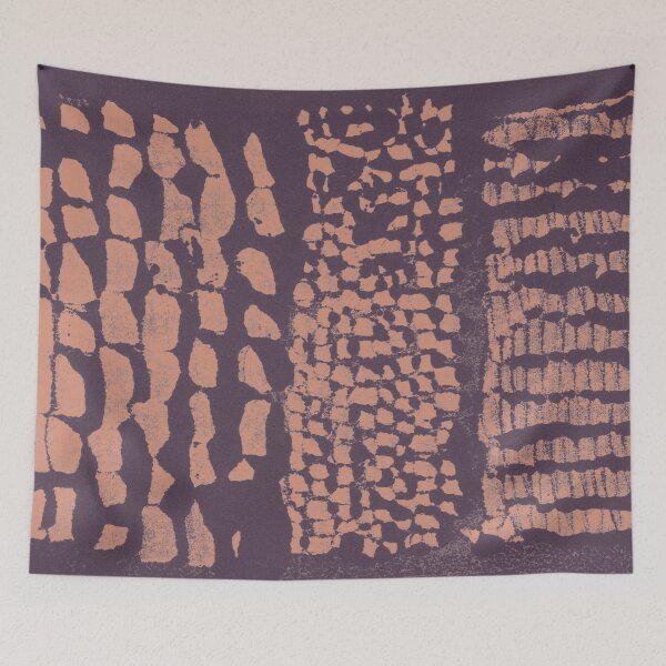 Item preview, Three Grains Textured Monoprint - Fig + Coral designed and sold by Irene Estelle.