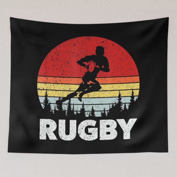 Item preview, Rugby Retro Vintage Sunset Player Silhouette designed and sold by GabrieSketcham.