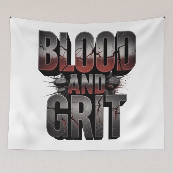 Item preview, Blood and Grit Bold Warrior Typography Design designed and sold by NewUSShop.