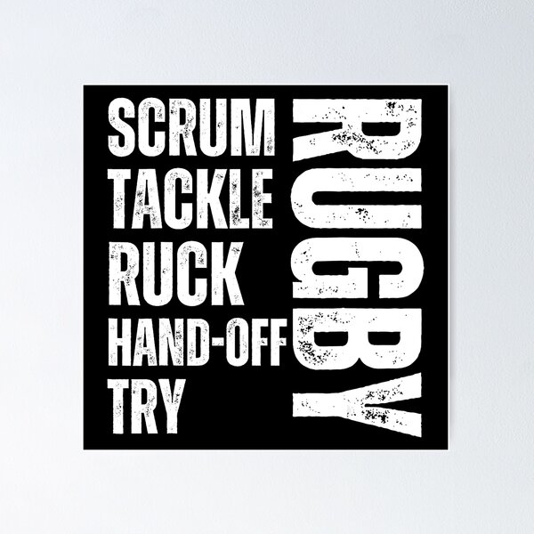 Item preview, Rugby, melé, placaje, ruck, ensayo, tipografía en negrita, deportes designed and sold by GabrieSketcham.