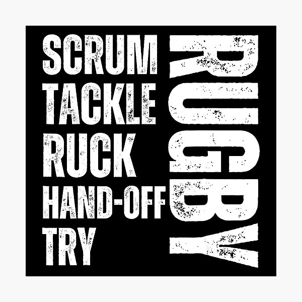 Item preview, Rugby Scrum Tackle Ruck Try Bold Typography Sports designed and sold by GabrieSketcham.