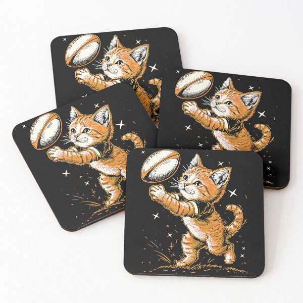 Item preview, Rugby Cat Player Cute Kitten Catching Ball Sports  designed and sold by GabrieSketcham.