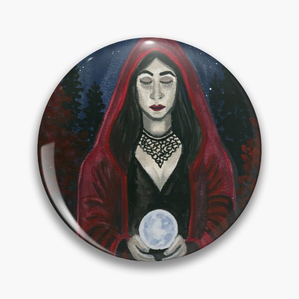 Item preview, The Crimson Oracle – Mystic Woman Crystal Ball Art designed and sold by JilleenPaints.