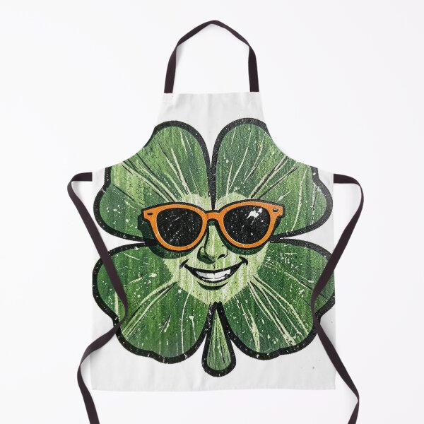 Item preview, Happy Four Leaf Clover Linocut Print with Sunglasses designed and sold by Bloomkept.