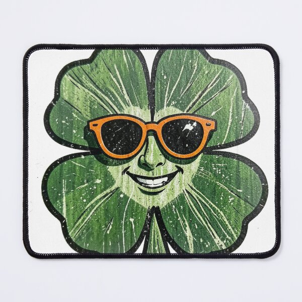 Item preview, Happy Four Leaf Clover Linocut Print with Sunglasses designed and sold by Bloomkept.