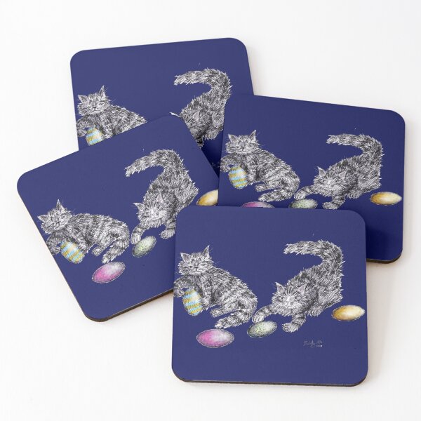 Item preview, Cats play with Easter eggs designed and sold by InitiallyNO.