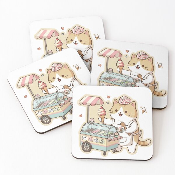Item preview, Happy Ginger Cat Selling Ice Cream from Vending Cart Art designed and sold by NoopnyangStudio.
