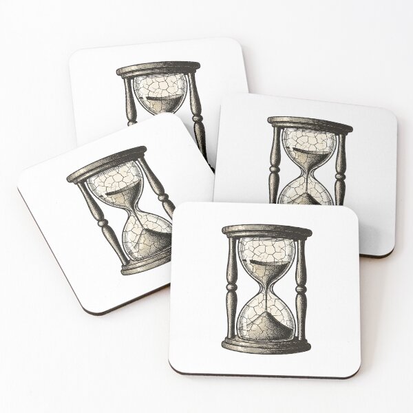 Artikelvorschau, Eine zerbrochene Sanduhr liegt auf der Seite, aus der Sand auf eine weiße Fläche rieselt. entworfen und verkauft von VerizalShop.