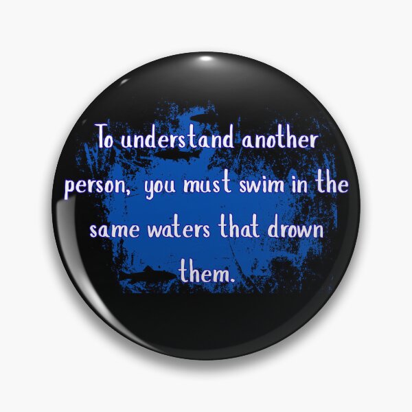 Item preview, To understand someone is to swim in their waters blue outline (print on black) designed and sold by Cottageshop.