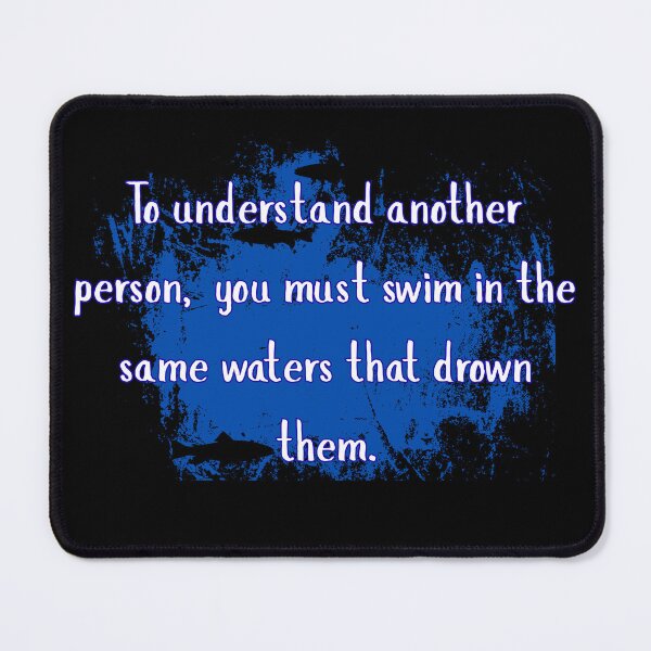 Item preview, To understand someone is to swim in their waters blue outline (print on black) designed and sold by Cottageshop.