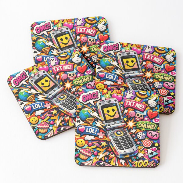 Item preview, Retro flip phone exploding with icons designed and sold by AndreBarnard.