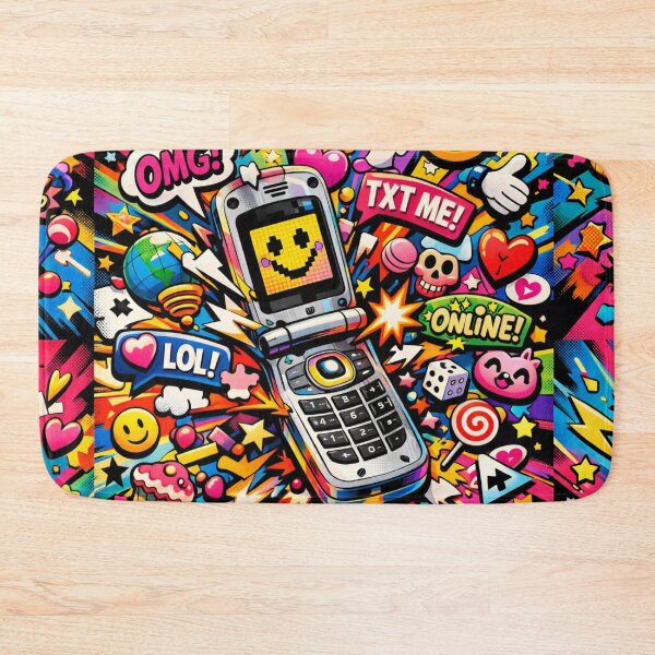 Item preview, Retro flip phone exploding with icons designed and sold by AndreBarnard.