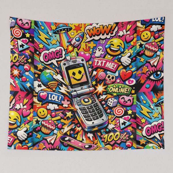 Item preview, Retro flip phone exploding with icons designed and sold by AndreBarnard.