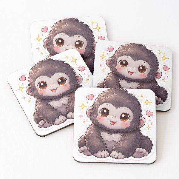 Item preview, Cute Kawaii Baby Gorilla Heart Sticker designed and sold by Super beautiful art.