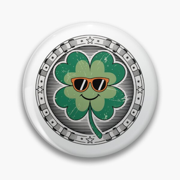 Item preview, Vintage Badge Four-Leaf Clover with Sunglasses designed and sold by Bloomkept.
