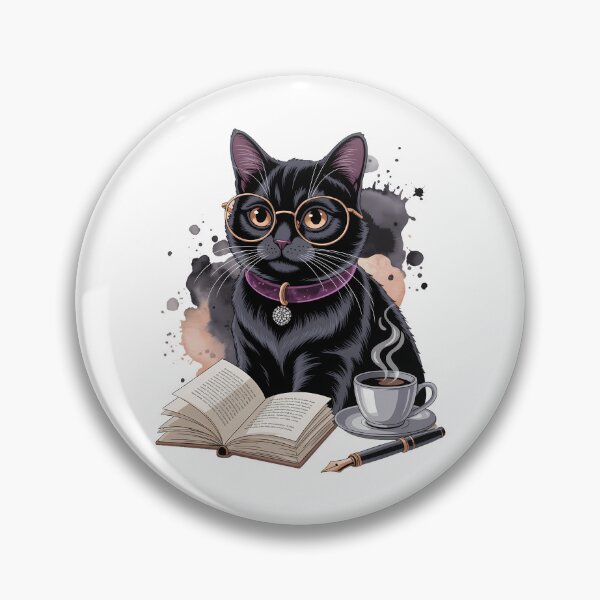Item preview, Book Lover Cat Bookish Cat with Coffee designed and sold by TrinaEspinoza.