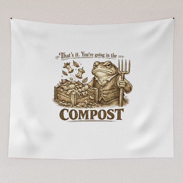 Item preview, Funny Compost Frog Illustration designed and sold by HUTEND.