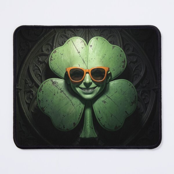 Item preview, Gothic Dark Fantasy Four-Leaf Clover with Sunglasses designed and sold by Bloomkept.