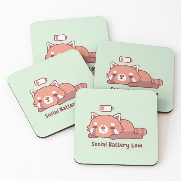 Item preview, Cute Tired Red Panda Introvert Social Battery Low designed and sold by rustydoodle.