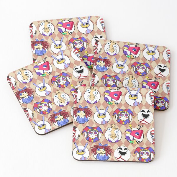 Item preview, TADC The Amazing Digital Circus Seamless Pattern Tan Background! Jax, Kinger, Gangle, Zooble, Ragatha, Pomni, Caine. designed and sold by Playful Patternz.