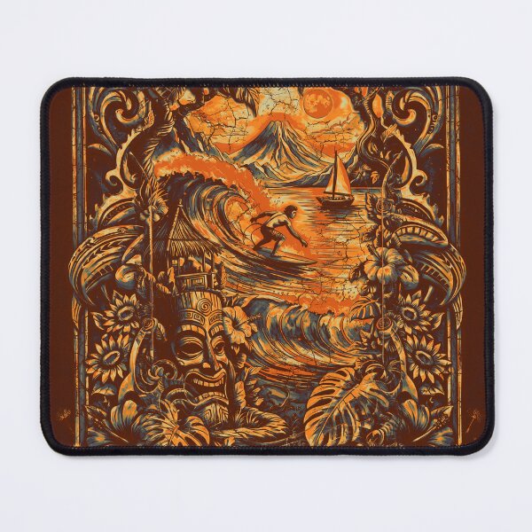 Item preview, Big Island Life: Endless Wave – Vintage Tiki Art Nouveau Shield – Sun n Threads Heritage designed and sold by sunnthreads.