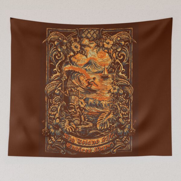 Item preview, Big Island Life: Endless Wave – Vintage Tiki Art Nouveau Shield – Sun n Threads Heritage designed and sold by sunnthreads.