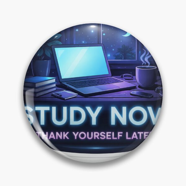 Item preview, Study Now Neon Aesthetic Sticker – Motivational Night Desk Laptop Design. designed and sold by ZenGrowth4.
