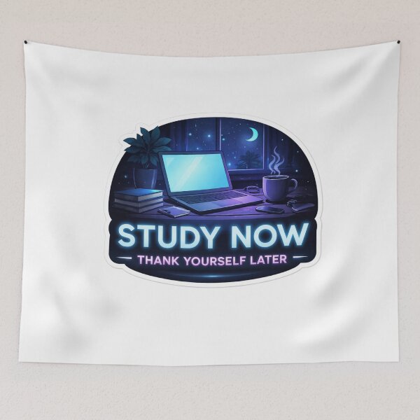 Item preview, Study Now Neon Aesthetic Sticker – Motivational Night Desk Laptop Design. designed and sold by ZenGrowth4.