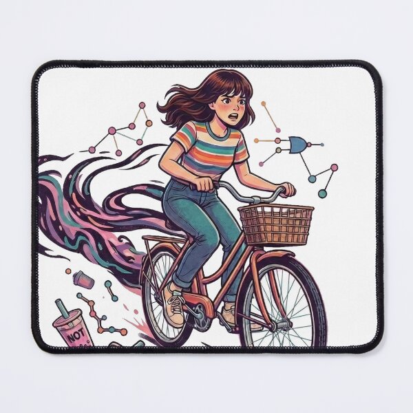 Item preview, BikeColorful Girl Riding Bike Illustration. Whimsical Motion Art designed and sold by TheBathhouse.