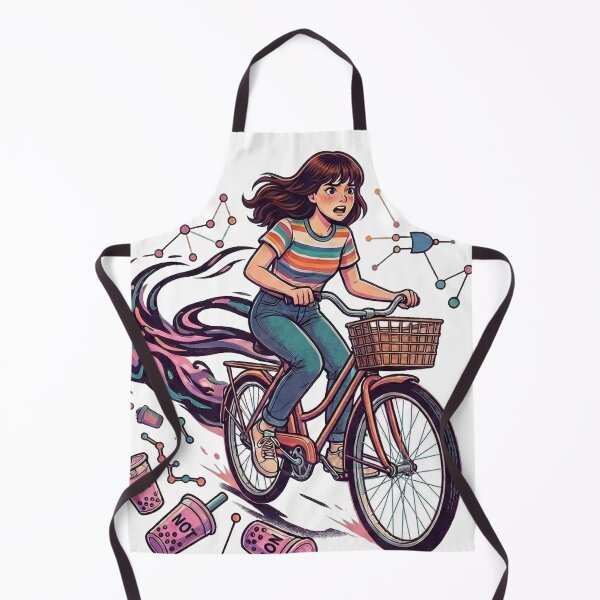 Item preview, BikeColorful Girl Riding Bike Illustration. Whimsical Motion Art designed and sold by TheBathhouse.