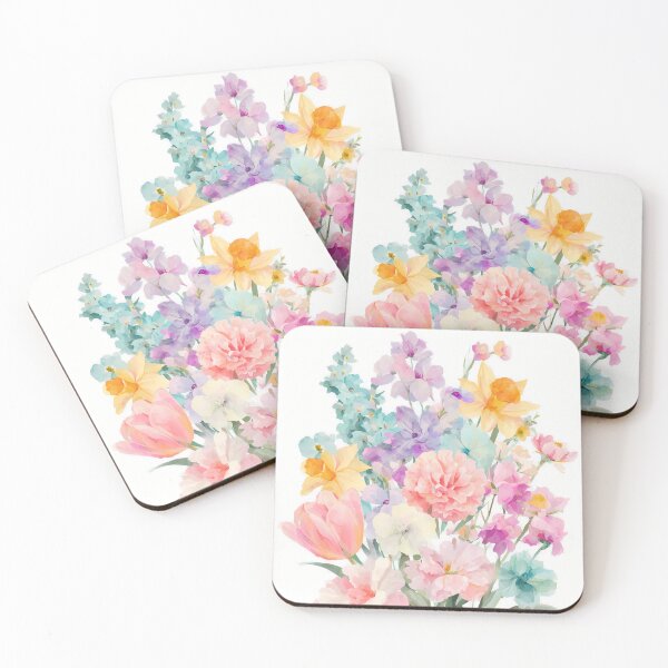 Item preview, Pastel Watercolor Spring Flower Bouquet Illustration designed and sold by BobaBunny76.