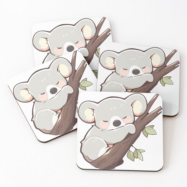 Item preview, Sleepy Koala on a Branch – Cute Kawaii Koala Bear Napping on Eucalyptus Tree Illustration designed and sold by Cosmic Zodiac Studio.