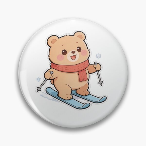 Item preview, Cute Bear Skiing-Kawaii Winter Teddy Sticker designed and sold by carestazafeli.