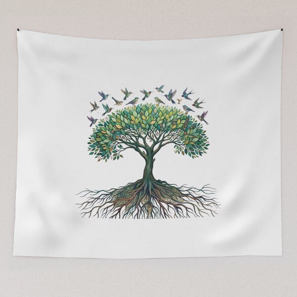 Item preview, Flying High - Vibrant Tree of Life with Birds Art designed and sold by Morden-Design.