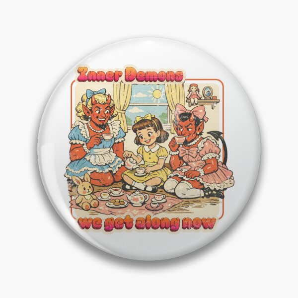 Item preview, Inner Demons Tea Party — Retro Dark-Humor Cartoon designed and sold by Nacho Average Designs.