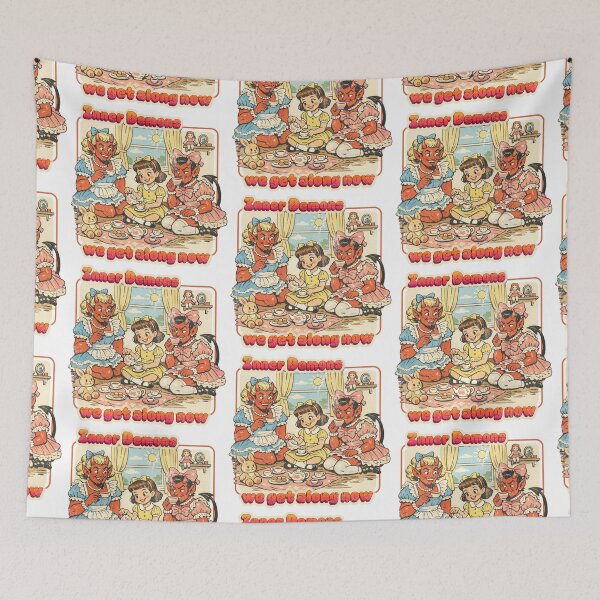 Item preview, Inner Demons Tea Party — Retro Dark-Humor Cartoon designed and sold by Nacho Average Designs.