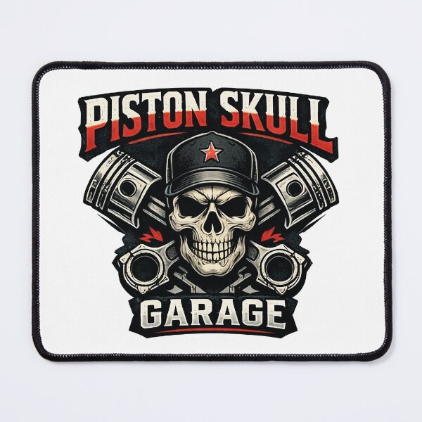 Item preview, Piston Skull Garage - Vintage Mechanic Skull and Crossed Pistons Hot Rod Art designed and sold by SasquatchTrail.