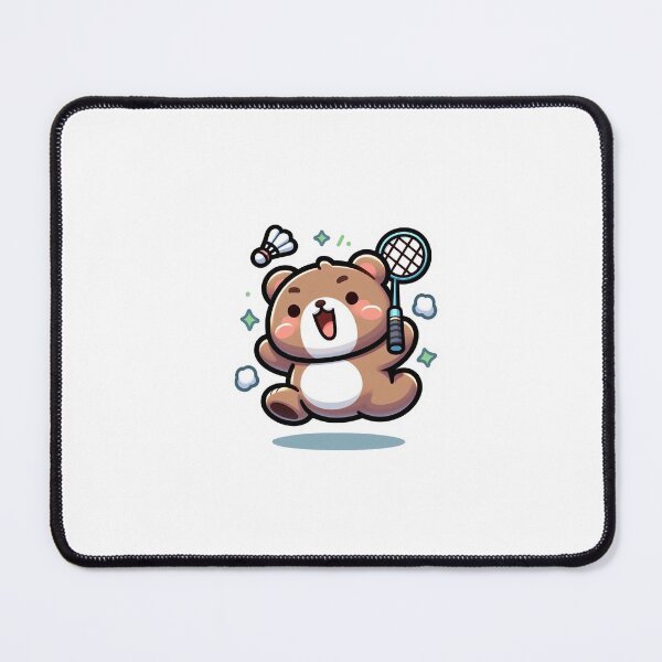 Item preview, Cute Bear Playing Badminton-Kawaii Teddy Sports Sticker designed and sold by carestazafeli.