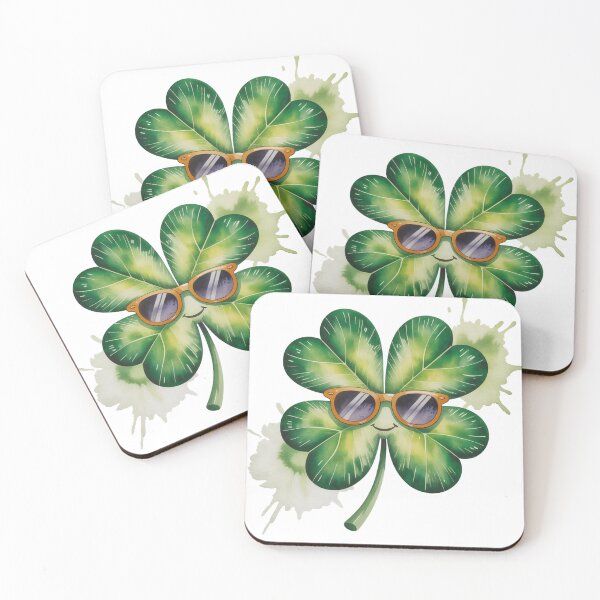 Item preview, Smiling Four Leaf Clover with Sunglasses Watercolor designed and sold by Bloomkept.