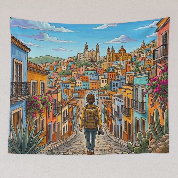 Item preview, Vintage Solo Female Travel Guanajuato- Mexico Travel Art designed and sold by Bloom & Quiet .