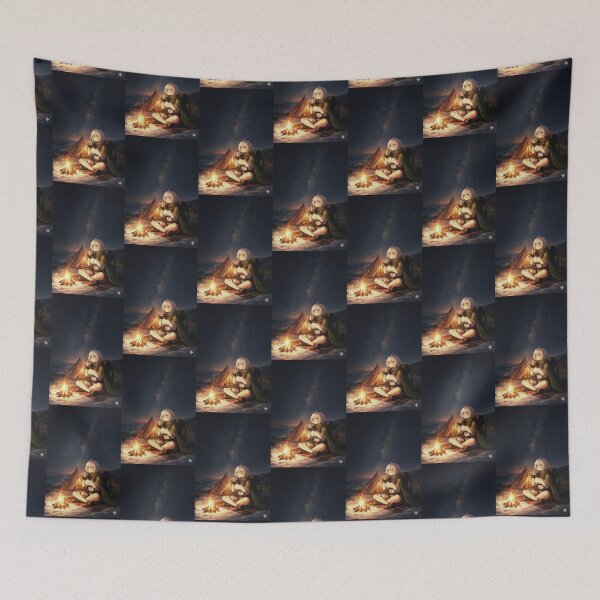 Item preview, Cozy Campfire Night – Anime Girl Stargazing designed and sold by EchoWave11.