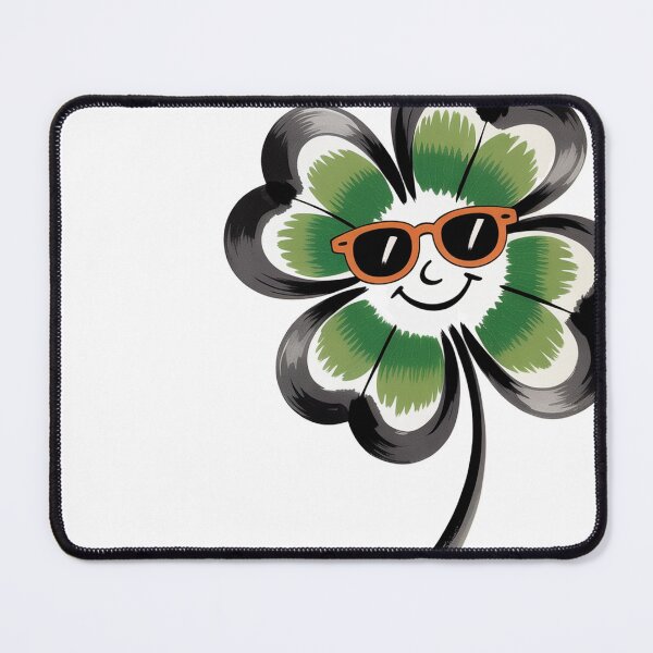 Item preview, Sumi-e Four Leaf Clover with Sunglasses designed and sold by Bloomkept.