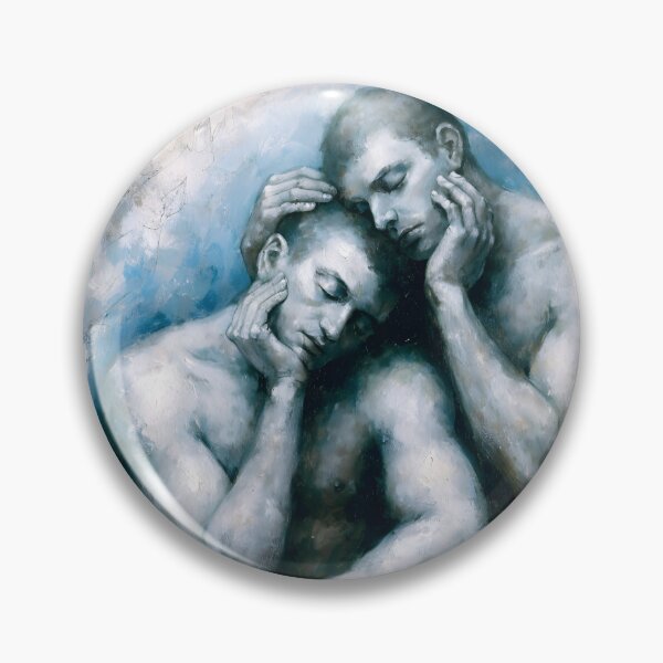Item preview, Shared Solace – Expressive Gay Couple in Blue Tone designed and sold by gayishdesign.
