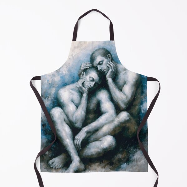 Item preview, Shared Solace – Expressive Gay Couple in Blue Tone designed and sold by gayishdesign.