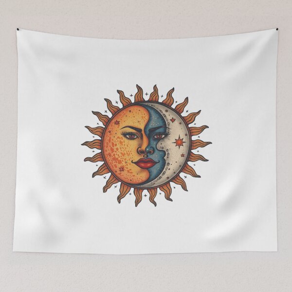 Item preview, Sun & Moon Harmony – Boho Celestial Mystical Illustration designed and sold by catcurio.