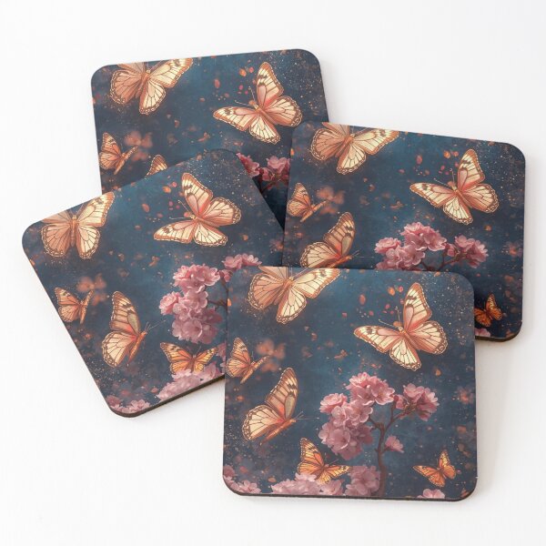 Item preview, Golden Butterflies and Pink Cherry Blossom Magic designed and sold by LakLuxe studio .