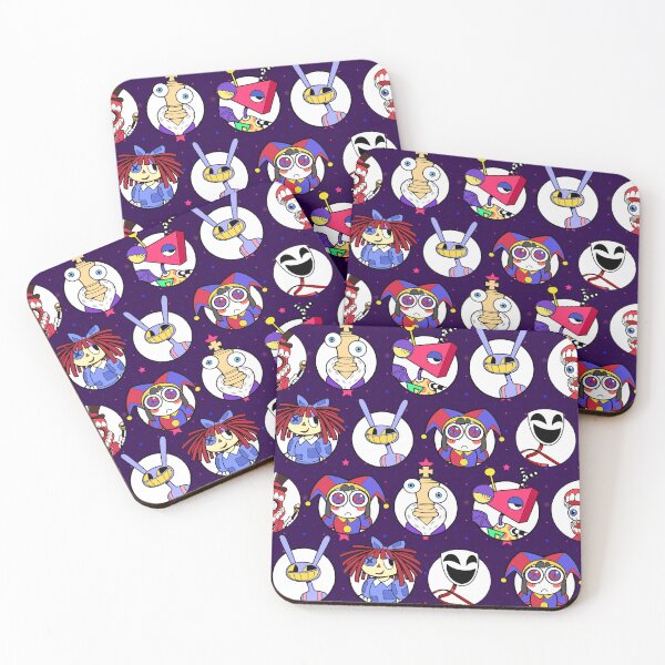 Item preview, TADC The Amazing Digital Circus Seamless Pattern Blue Background! Jax, Kinger, Gangle, Zooble, Ragatha, Pomni, Caine. designed and sold by Playful Patternz.